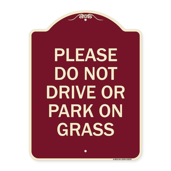 Please Do Not Drive or Park on Grass Heavy-Gauge Aluminum Sign, 24" x 18", BU-1824-23292